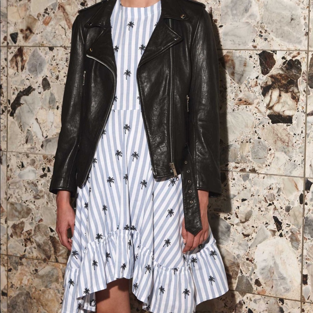 Raiine Dress Stripe Palm Tree Embroider